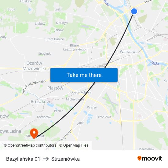 Bazyliańska 01 to Strzeniówka map