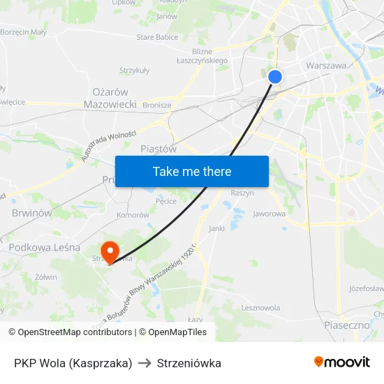 PKP Wola (Kasprzaka) to Strzeniówka map