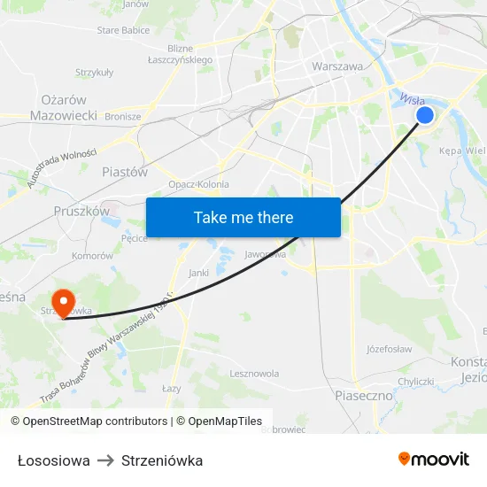 Łososiowa to Strzeniówka map