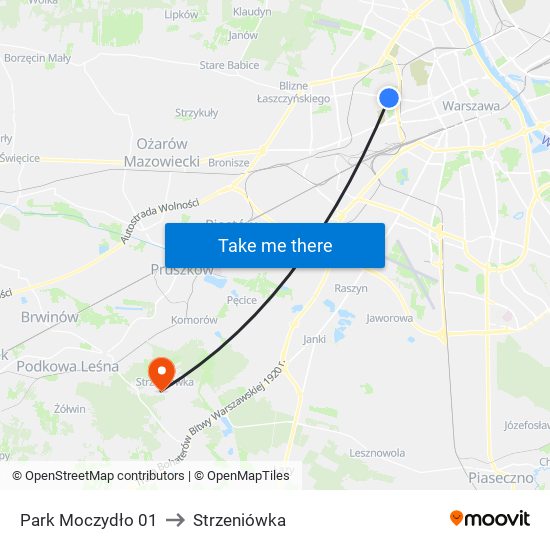 Park Moczydło to Strzeniówka map