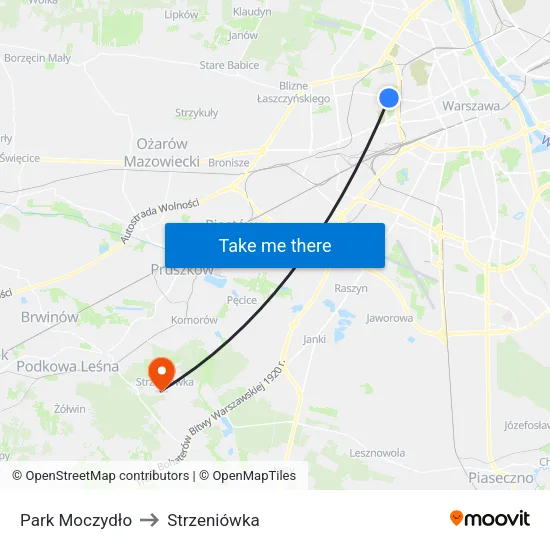 Park Moczydło to Strzeniówka map