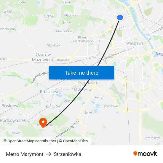 Metro Marymont to Strzeniówka map
