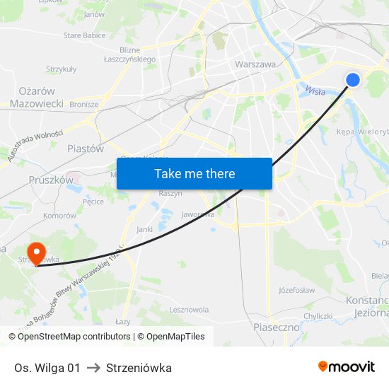 Os. Wilga to Strzeniówka map