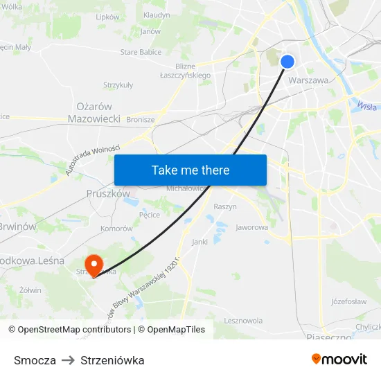 Smocza to Strzeniówka map