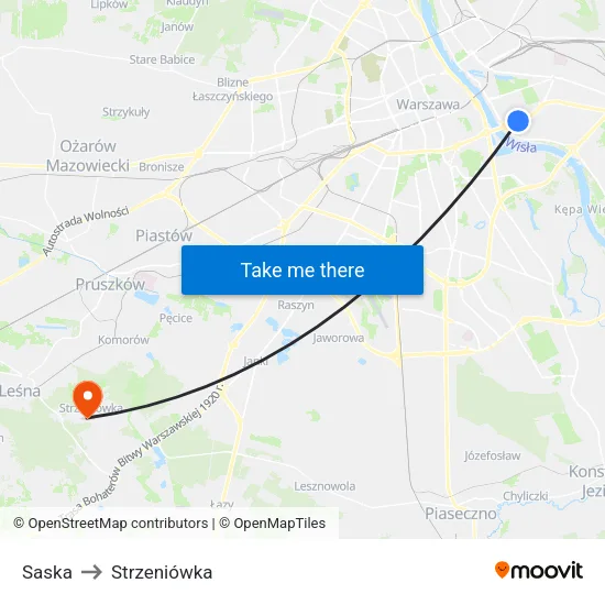 Saska to Strzeniówka map
