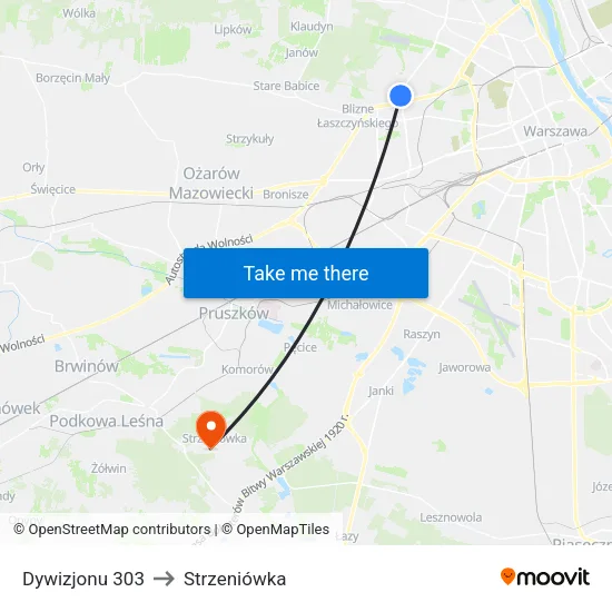 Dywizjonu 303 to Strzeniówka map