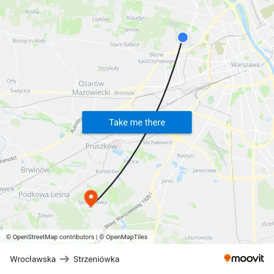 Wrocławska to Strzeniówka map