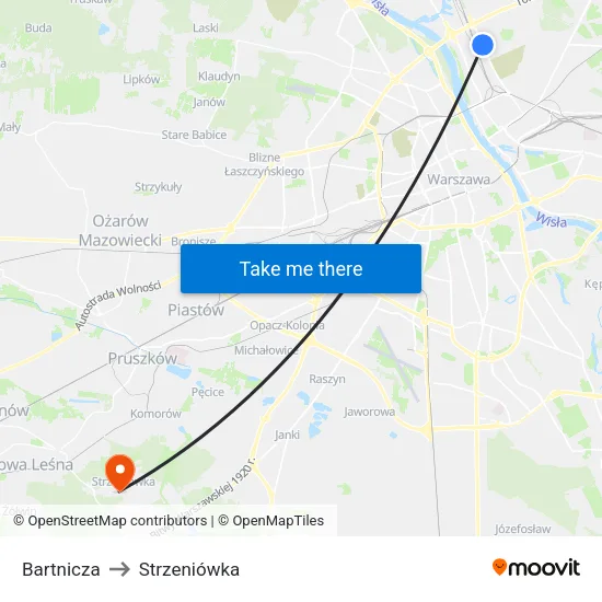 Bartnicza to Strzeniówka map