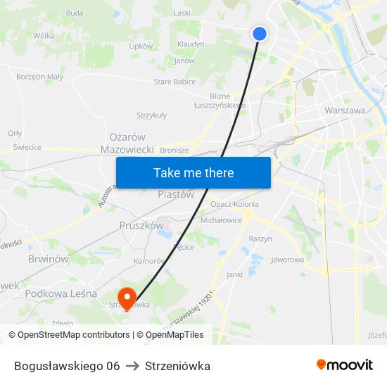 Bogusławskiego 06 to Strzeniówka map