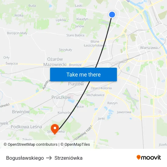 Bogusławskiego to Strzeniówka map