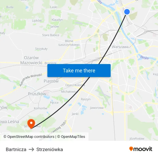 Bartnicza to Strzeniówka map