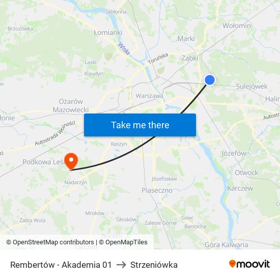 Rembertów - Akademia 01 to Strzeniówka map