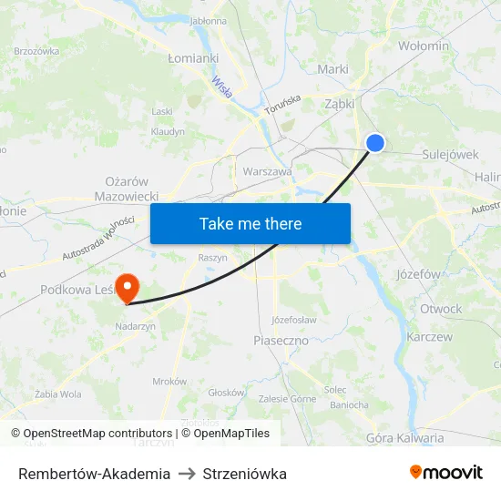 Rembertów - Akademia to Strzeniówka map