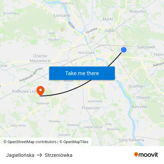 Jagiellońska to Strzeniówka map