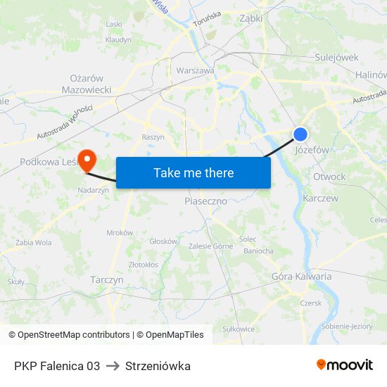 PKP Falenica to Strzeniówka map