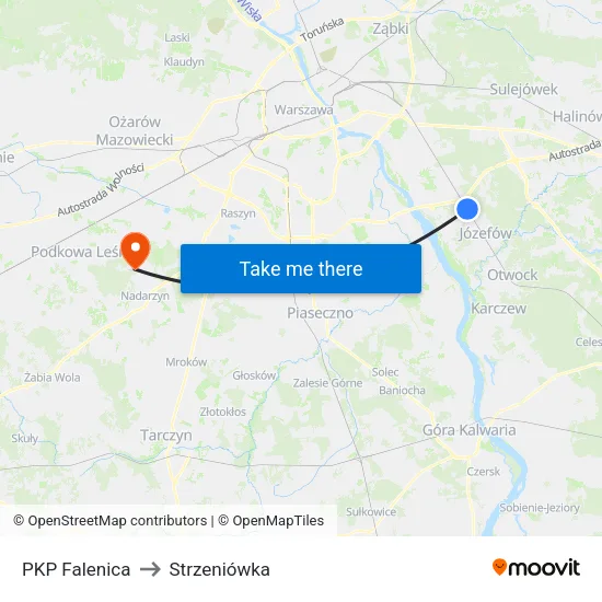 PKP Falenica to Strzeniówka map