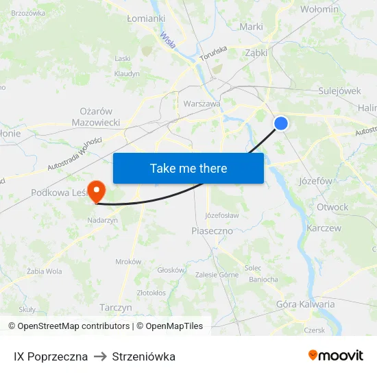 IX Poprzeczna to Strzeniówka map