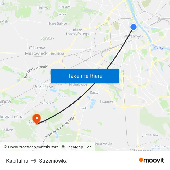 Kapitulna to Strzeniówka map
