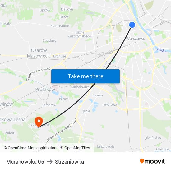 Muranowska 05 to Strzeniówka map