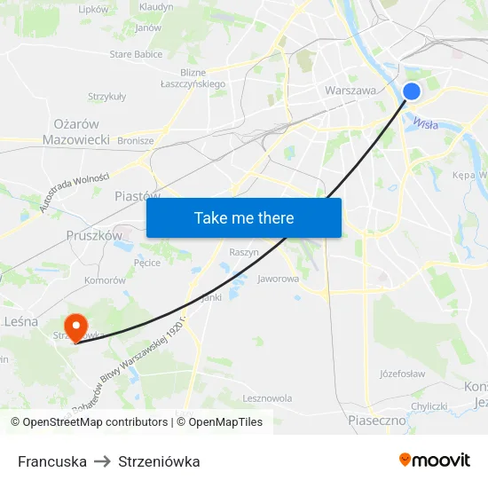 Francuska to Strzeniówka map