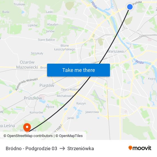 Bródno - Podgrodzie 03 to Strzeniówka map