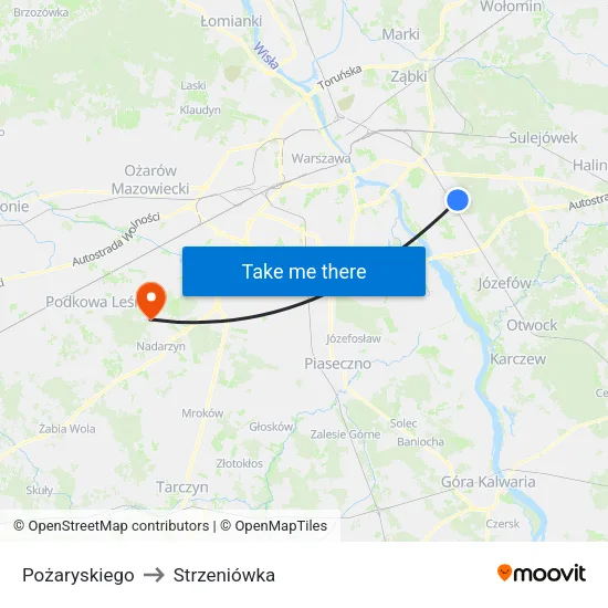 Pożaryskiego to Strzeniówka map