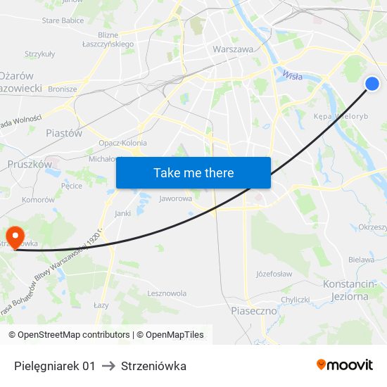 Pielęgniarek to Strzeniówka map