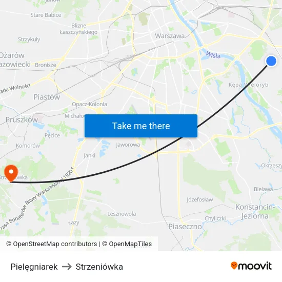 Pielęgniarek to Strzeniówka map