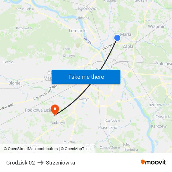 Grodzisk 02 to Strzeniówka map