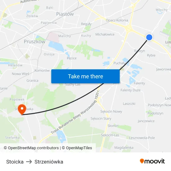 Stoicka to Strzeniówka map