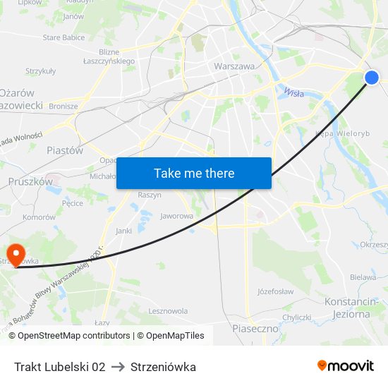 Trakt Lubelski 02 to Strzeniówka map