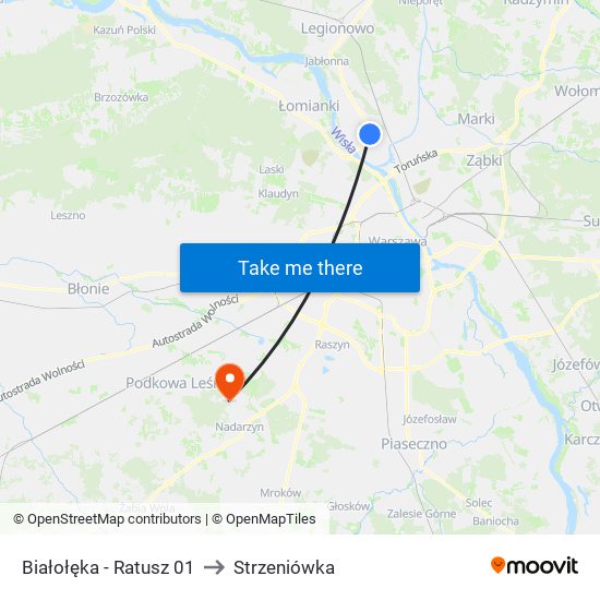 Białołęka - Ratusz 01 to Strzeniówka map