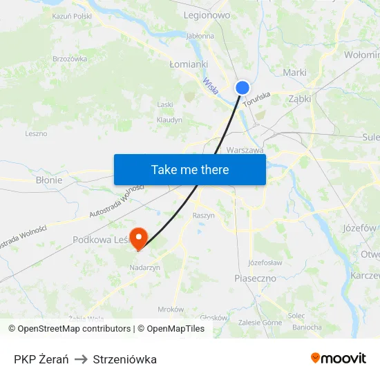 PKP Żerań to Strzeniówka map