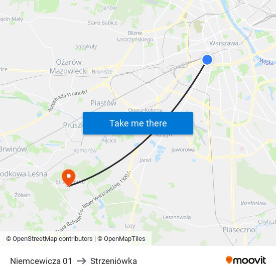 Niemcewicza 01 to Strzeniówka map