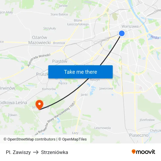 Pl. Zawiszy to Strzeniówka map