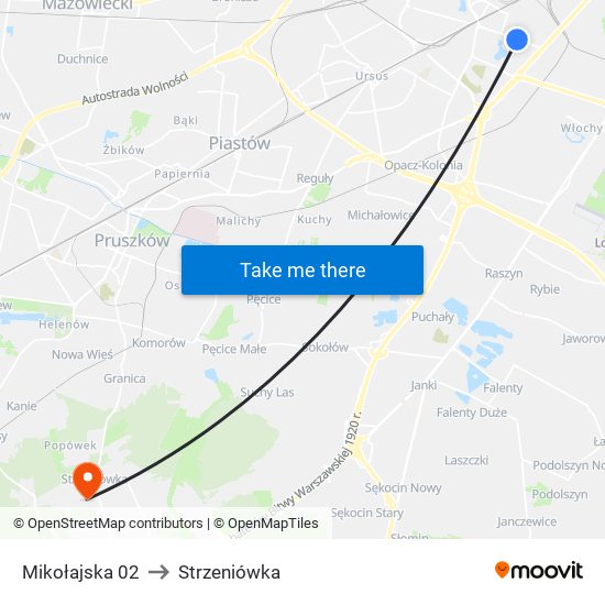 Mikołajska 02 to Strzeniówka map