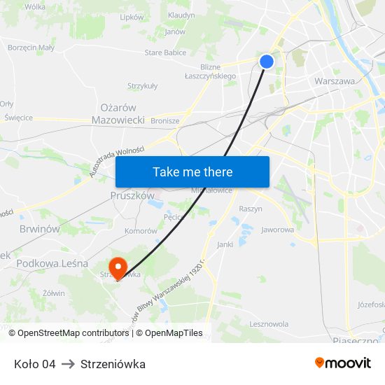 Koło to Strzeniówka map