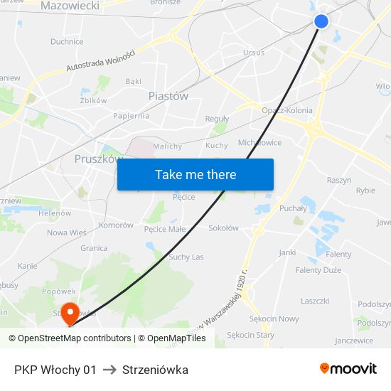 PKP Włochy 01 to Strzeniówka map