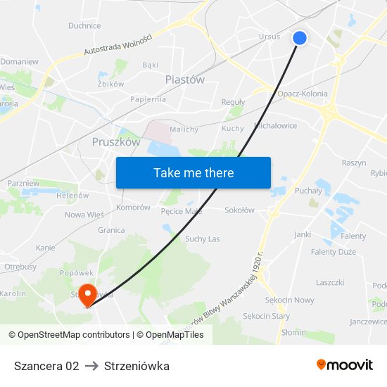 Szancera 02 to Strzeniówka map