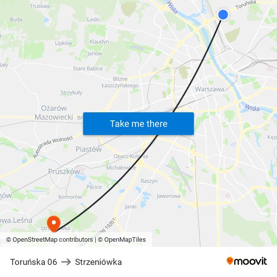 Toruńska 06 to Strzeniówka map