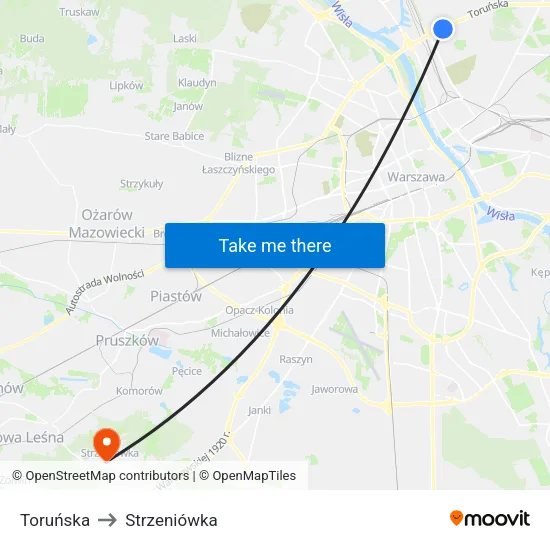 Toruńska to Strzeniówka map