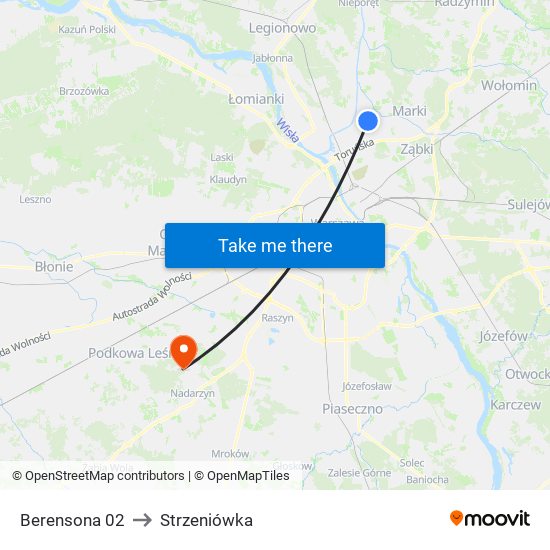 Berensona 02 to Strzeniówka map