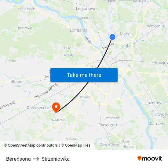 Berensona to Strzeniówka map