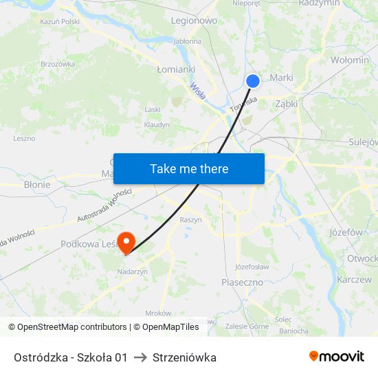 Ostródzka-Szkoła to Strzeniówka map