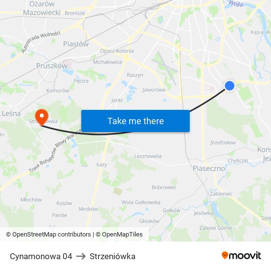 Cynamonowa to Strzeniówka map