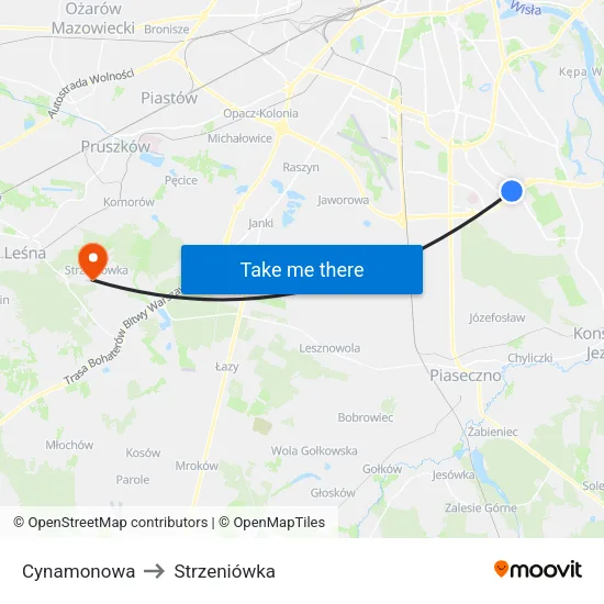 Cynamonowa to Strzeniówka map