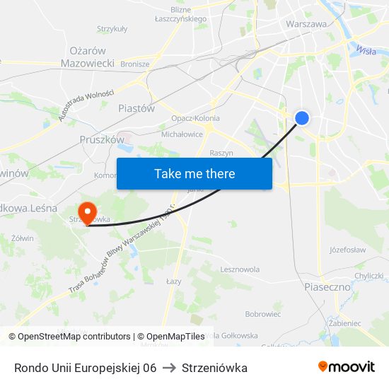 Rondo Unii Europejskiej 06 to Strzeniówka map