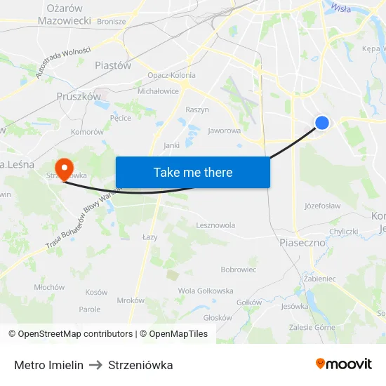 Metro Imielin to Strzeniówka map