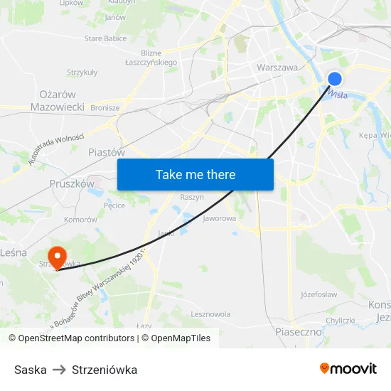 Saska to Strzeniówka map