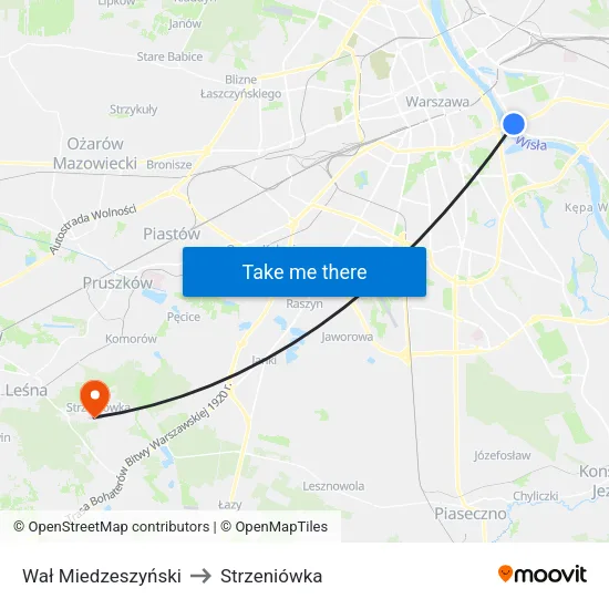 Wał Miedzeszyński to Strzeniówka map